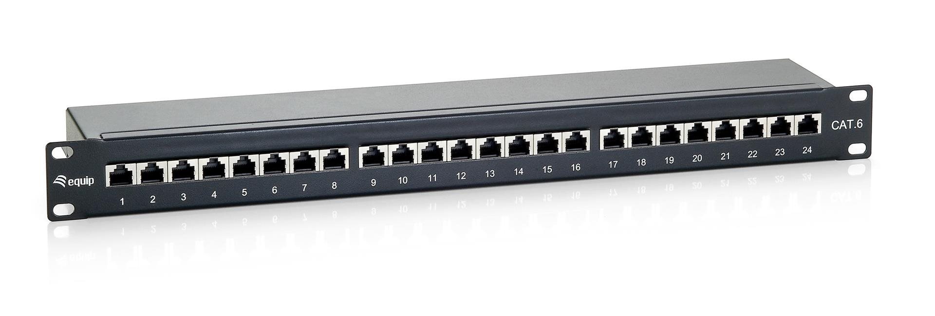 Equip Patchpanel CAT6 24 Port black 19" (1HE)